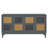 Retro 4-Door Sideboard With Artificial Rattan Doors & Transparent Glass-59673319