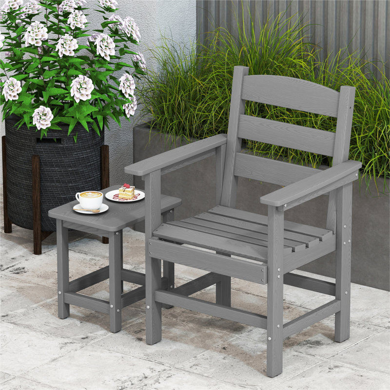 Ensemble de 2 chaises de patio pour l'extérieur Hdpe, Gris