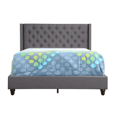 Julie Full Box Spring Bed, Light Gray
