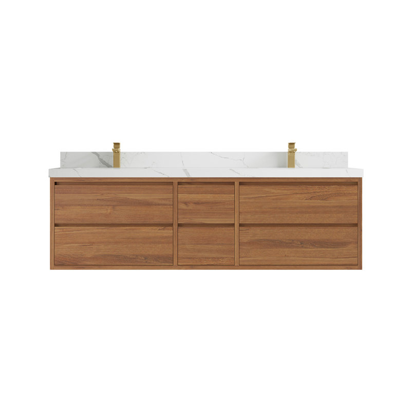 Meuble-lavabo double flottant avec dessus Madison, Calacatta Laza
