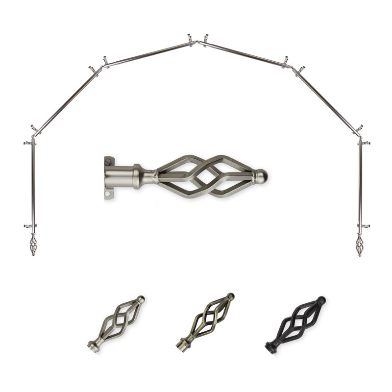 Tringle à rideaux simple à 6 faces Andresen, Nickel satiné, 28 à 48 po (de chaque côté)