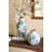 8X8x8" Round White Ceramic Vase With Blueberry Motif