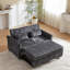Lit rembourré en tissu avec structure en bois et coussin d'assise moelleux pour salon moderne en lin