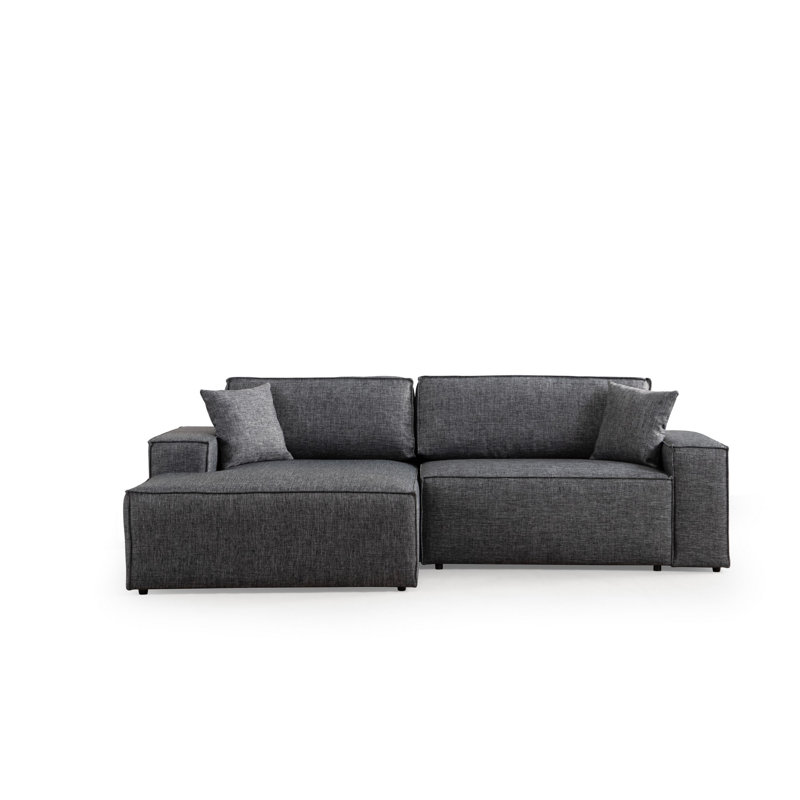 Canapé-lit d'angle, Mélange de polyester gris, Orienté à gauche (vu de face)