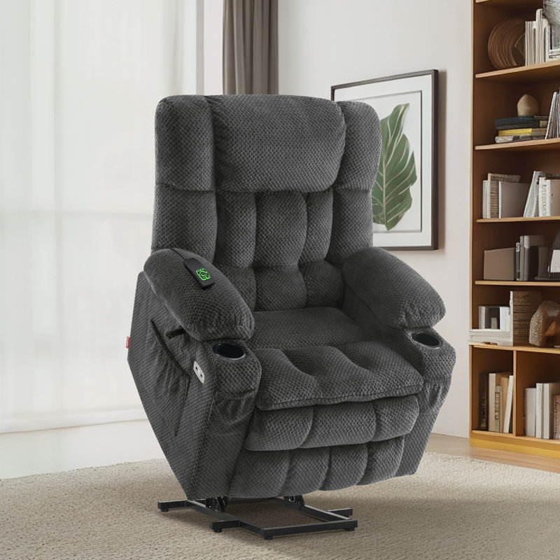 Dual Motor Lift Assist Riser Recliner with Massage, Grey