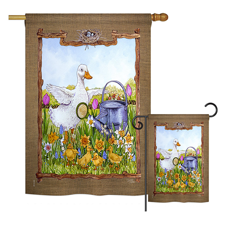 « canards et canards », les oiseaux de polyester de 2 côtés 40 x 28 po. drapeau de jardin