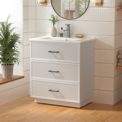  Meuble-lavabo autoportant 30 po avec 2 tiroirs en céramique 30 po