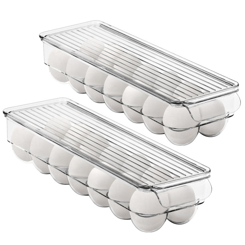 Sorbus 2 Pack Clear Plastic Egg Holder Set With Lids - Holds 28 Eggs for the Set and Holds 14 Eggs per Holder For Fridge, Pantry, Bpa-free
