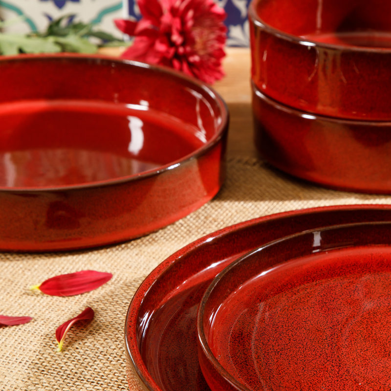Santorini Terracotta Dinnerware Set - Service for 4, Garnet