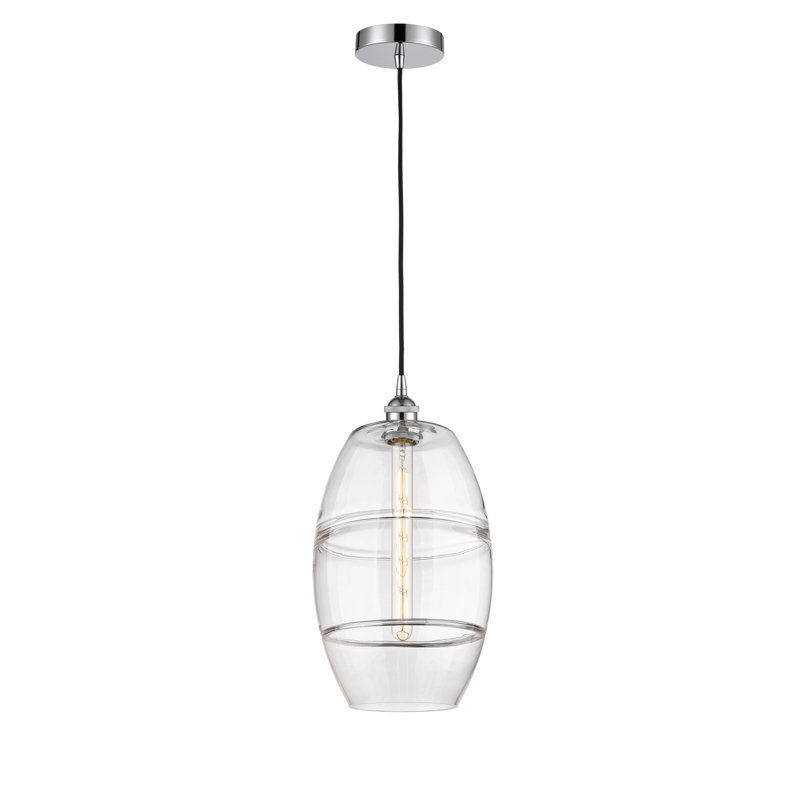 Mini-luminaire suspendu 1 lumière Edison Bettylou-616-G557, H 18,5 po x l 10 po x P 10 po, Transparent, Chrome poli