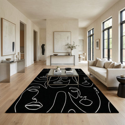 Tapis noir et blanc Amina