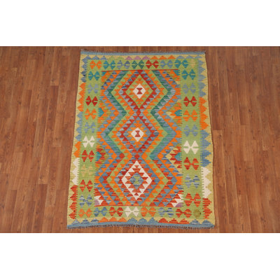 Reversible Wool Kilim Oriental Accent Rug 4x6