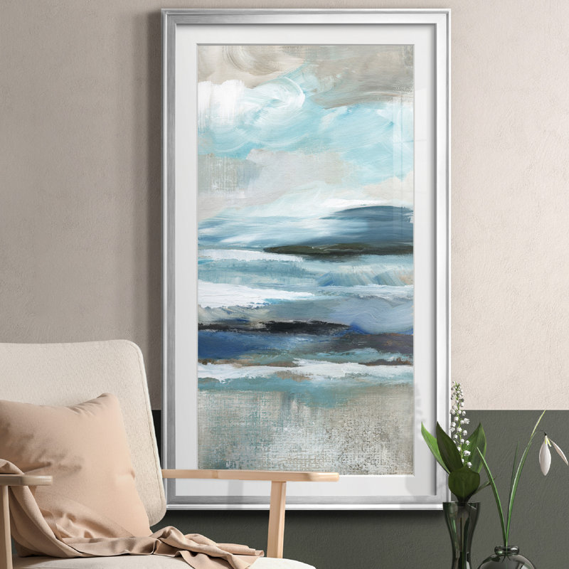Distant Drama II - peinture encadrée, Argent, H 22,5 po x l 42,5 po x P 1,5 po