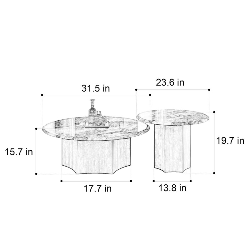 Table basse Luxury, H 15,7 po x l 35,4 po x P 35,4 po