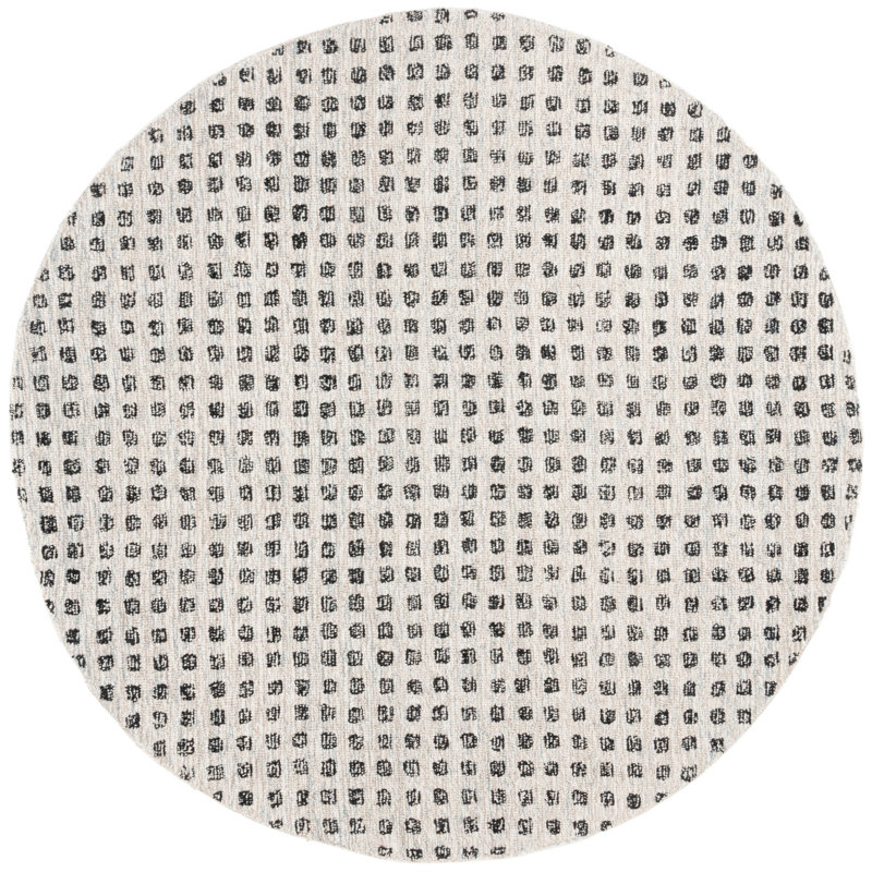Sikira Hand Tufted Wool Pile Abstract Rug, Round 6'