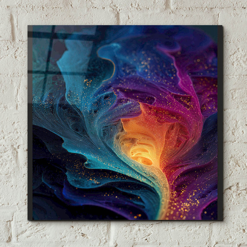 Art mural en verre épique «Magestic Storm 2» par Ann Klee, 12 po x 12 po, H 12 po x l 12 po
