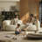 102" Modern Curved Bouclé Sofa With Integrated Gold Side Tables, 4-Seater For Living Room