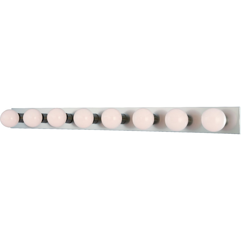 Barre d'éclairage de salle de bain 8 lumières, Nickel brossé