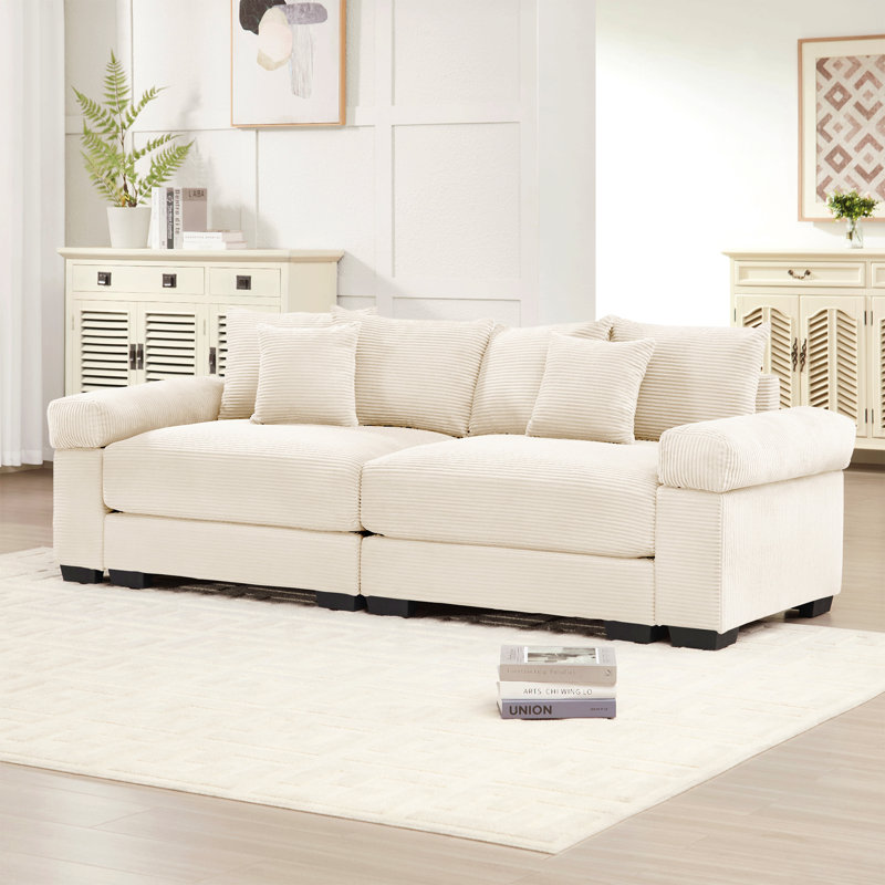 Coussin modulaire surdimensionné de 92 po avec accoudoirs extra larges en velours côtelé modulaire Cloud
