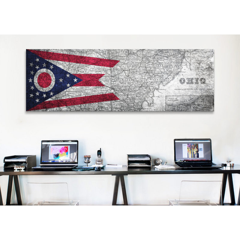 «Flags Ohio», impression panoramique sur toile, H 12 po x l 36 po x P 1,5 po