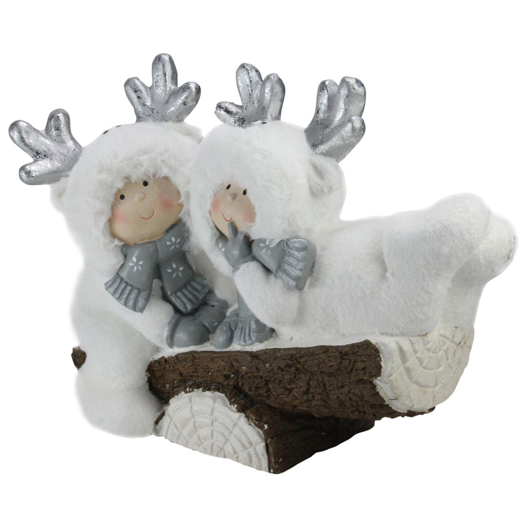 18.5" White Winter Christmas Smiling Children on Seesaw Tabletop Decoration Northlight Seasonal