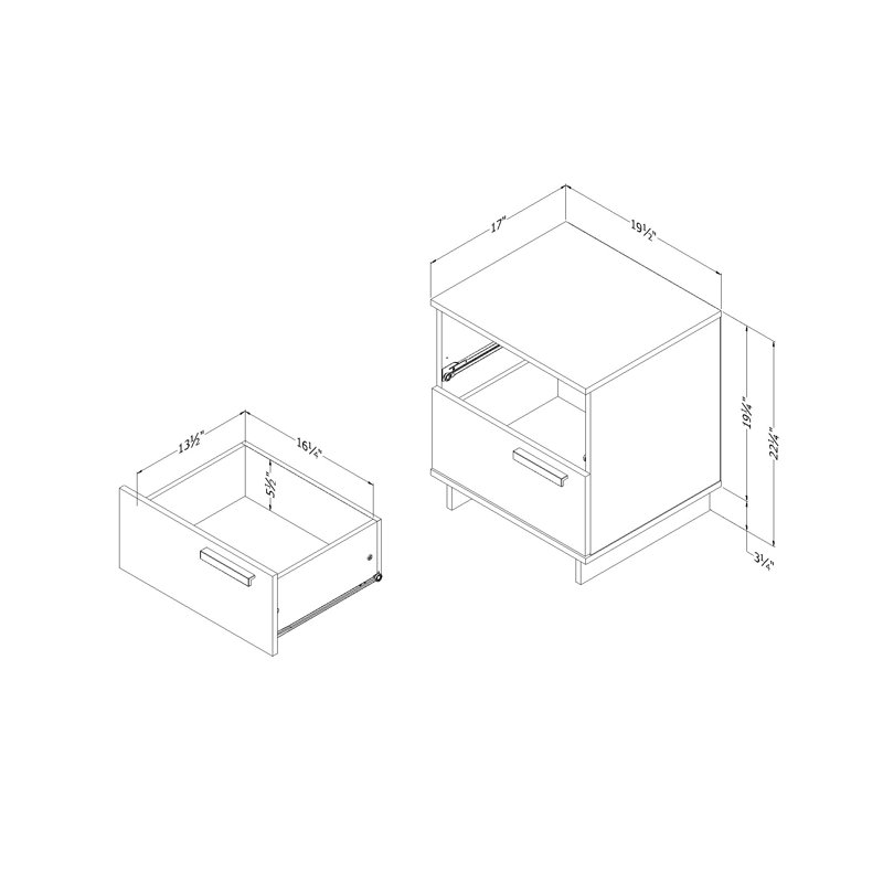 Pure White Scandinavian 2-Drawer Nightstand