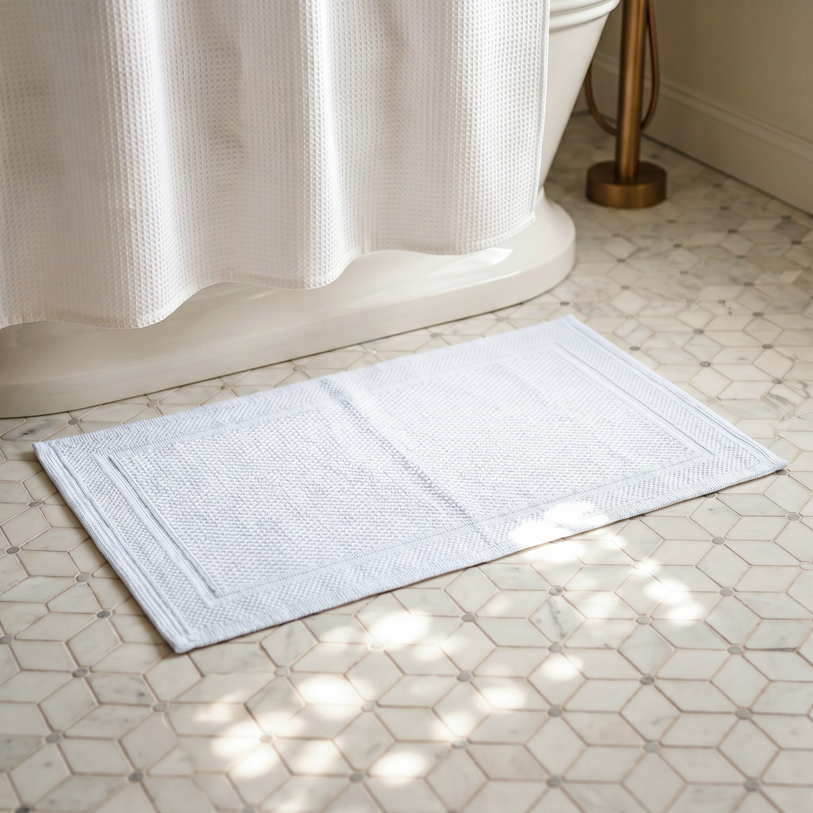 Tanglewood Cotton Non-Slip Bath Rug, Cielo