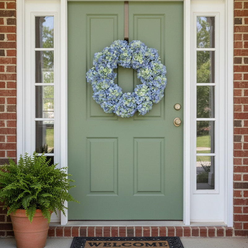 Couronne d'hortensia 24 po Sofia, Blue Green