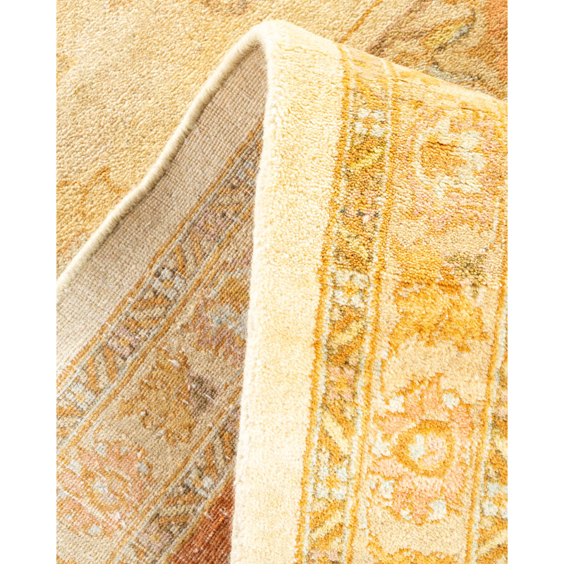 Tapis ivoire traditionnel noué à la main de conception unique 8 pi 1 po x 10 pi 5 po Keller