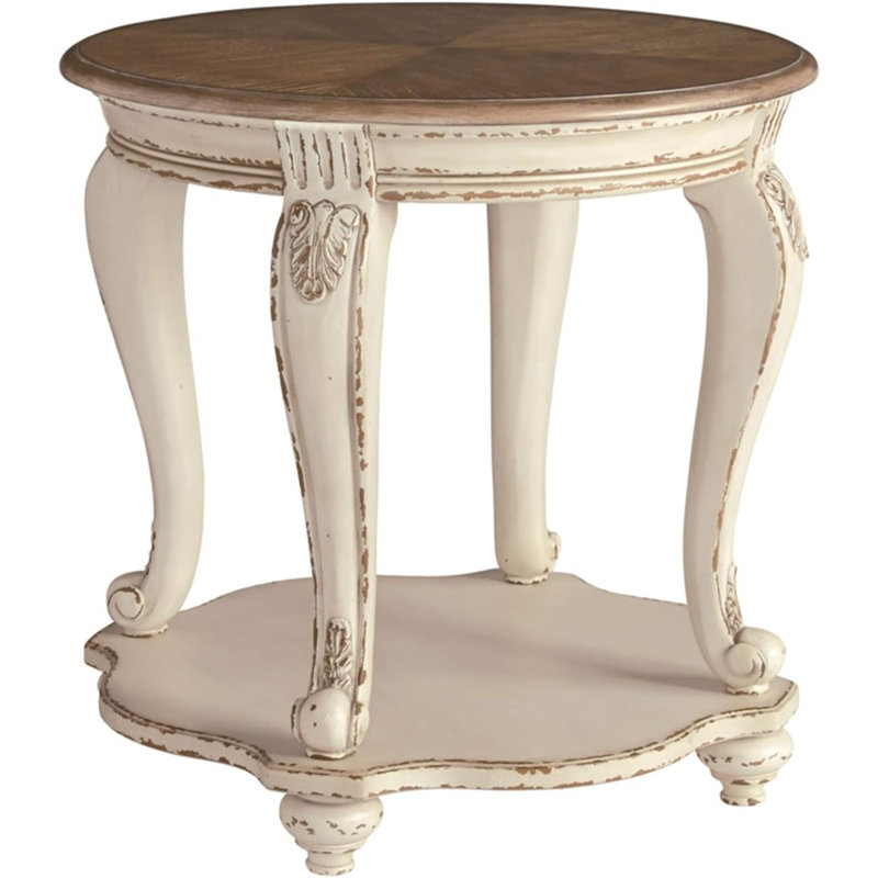Style champêtre, tablette inférieure fixe, finition en bois antique à 2 tons