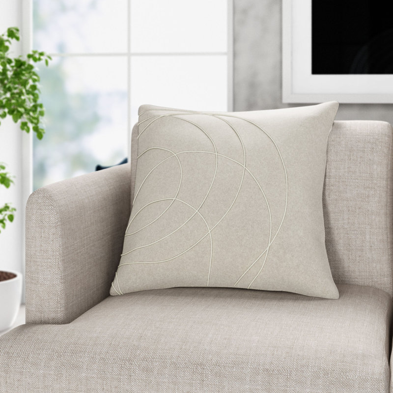 Coussin en laine Bold, Gris clair /Crème, Polyster / bourre de polyester, 22 po x 22 po