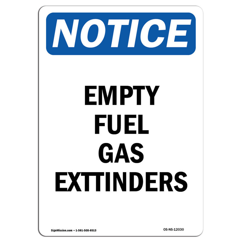Signe de bouteilles de gaz vides