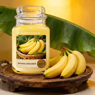 23Oz Fresh Banana Scented Candles, Smokeless Soy Wax + Premium Essential Oils, Sweet But Not Clingy
