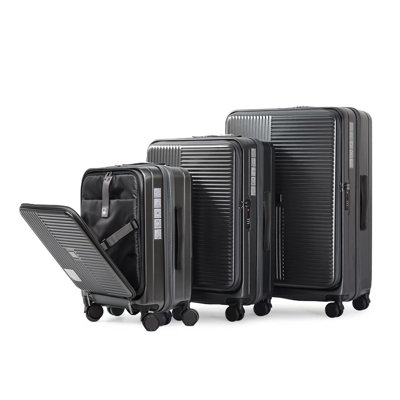 Cement Grey 3-Piece Hardshell Luggage Set with Front Opening and TSA Lock (20", 24", 28")