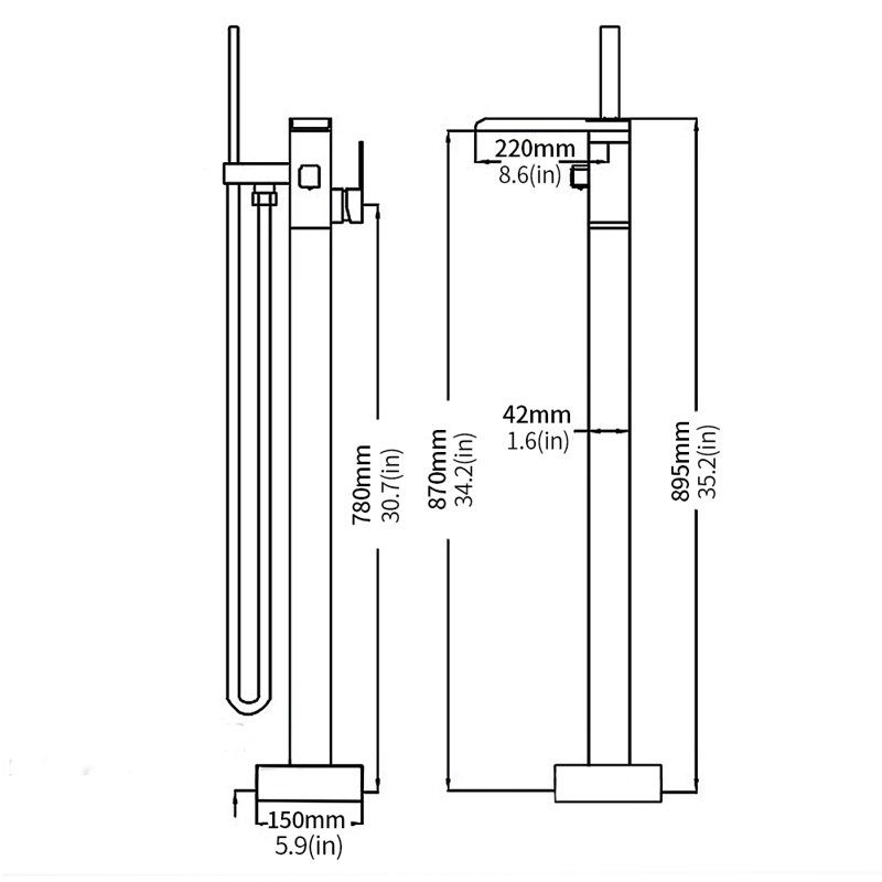 Black Brass Single Handle Floor Mounted Tub Filler