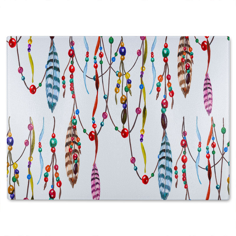 Ribbon & Bead Glass Chopping Board, 28cm L x 20cm W