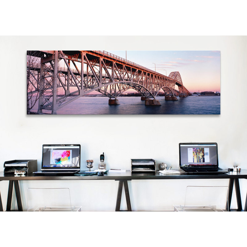 Pont sur une rivière, pont de South Grand Island, rivière Niagara, Grand Island, comté d'Erie, État de New York, États-Unis - reproduction d'art sur toile tendue