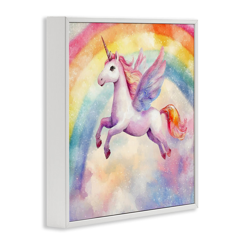 Licorne volante dans un ciel arc-en-ciel, estampe numérique, design by Creative Studio, H 24 po x l 24 po