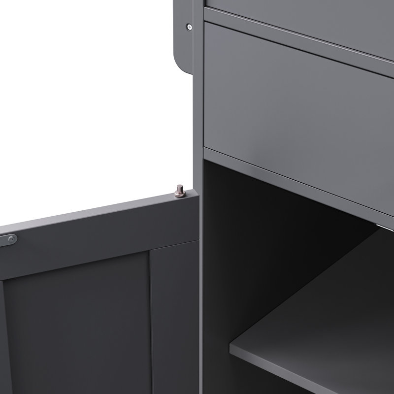 74.5 Inch Kitchen Island With Extendable Dining Table, Gray