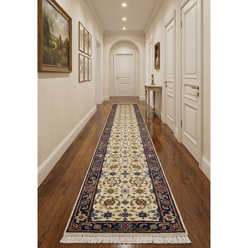 Tapis de couloir oriental crème Tribal, Tapis de couloir 2 pi 6 po x 23 pi 4 po