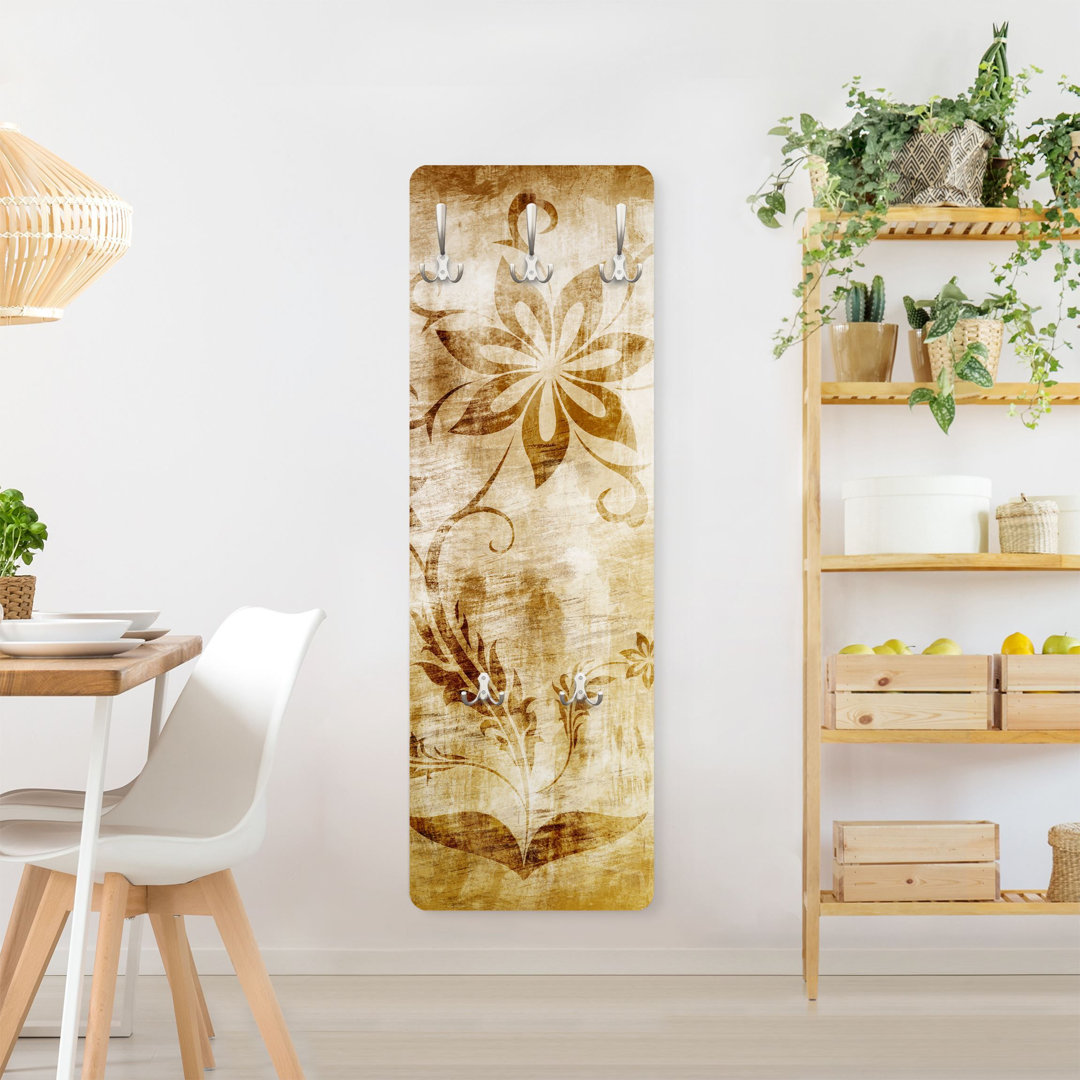 Wooden Flower Wall Mounted Coat Rack