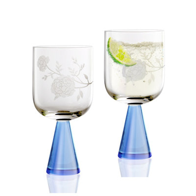 Peony Blue Goblet set of 2