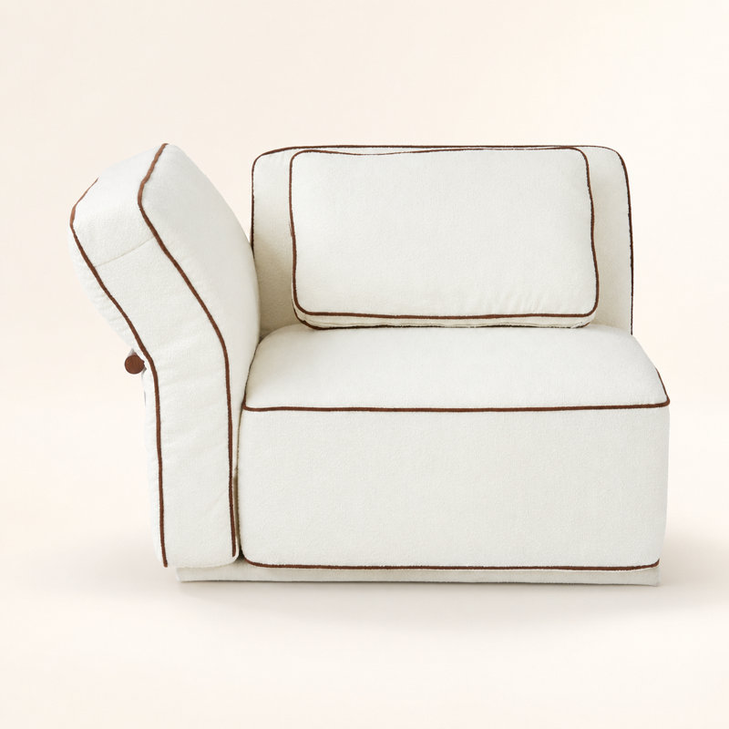 Upholstered Boucle Slipcovered Right-hand Flared Arm Sofa, Beige