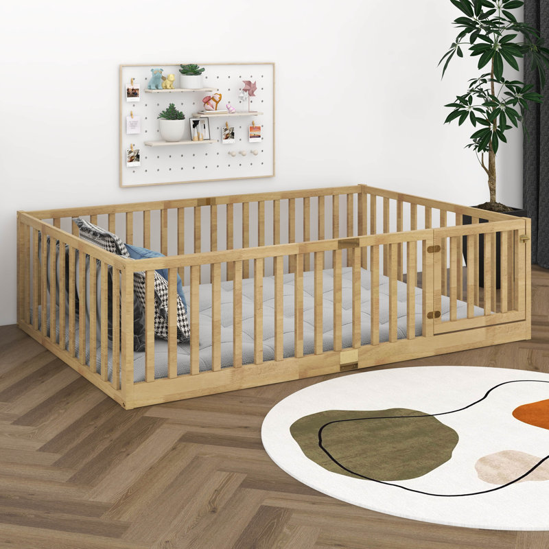 Lit sur pied avec rails hauts, structure de lit en bois massif, Lit double