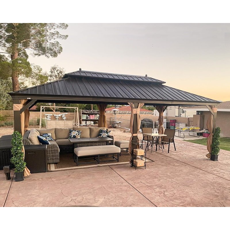 Pavillon de jardin extérieur en aluminium avec toit en acier galvanisé 13 pi x 20 pi Mauve Leaf, 13 (ft) x 20 (ft)