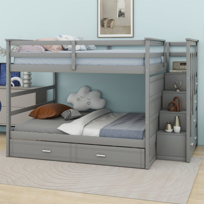 Ilicia Kids Full Over Full Bunk Bed with Trundle with Drawers by Harriet Bee