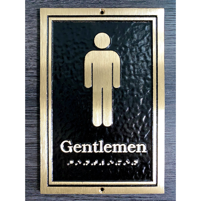 Enseigne à toilettes gentlemen’s Contemporary, Noir / or
