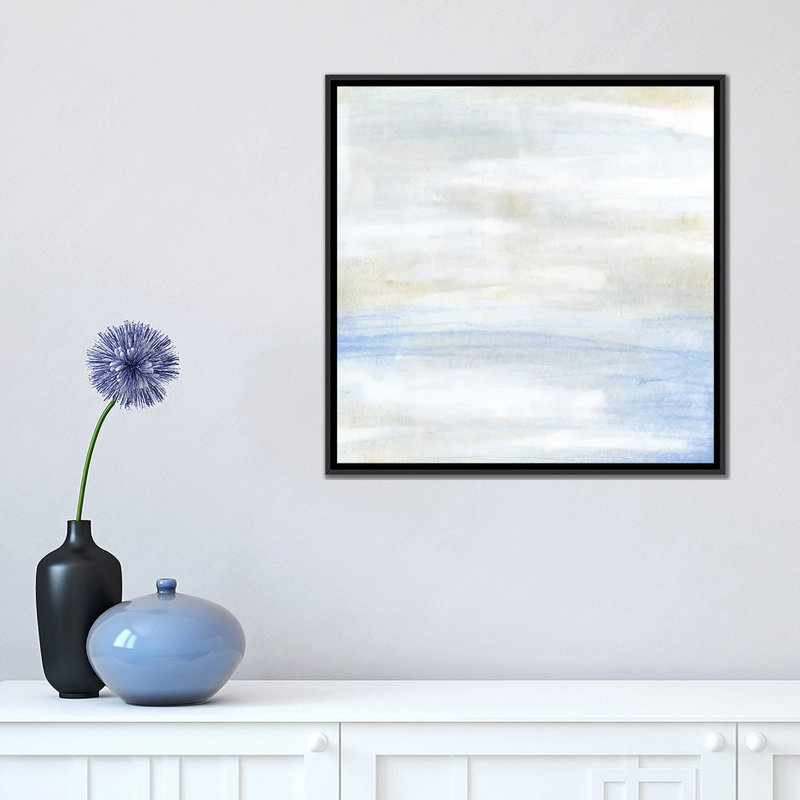 « shore horizon ii », impression sur toile, H 37 po x l 37 po x P 1,5 po, Toile avec cadre noir, Pas de tapis