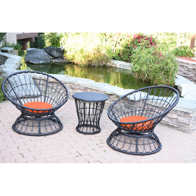 Barrigan 2 - Person Patio Conversation Set with Cushions, Orange