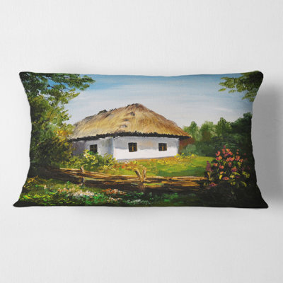 Traditional Cottage At Dawn In Summer - Traditional Printed Pillow